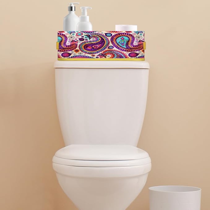 Paisley Folk Style Bathroom Storage Basket, Foldable - Image 7