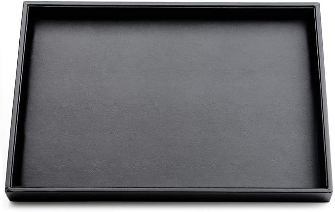 Black PU Leather Jewelry Display Flat Tray Ring Necklace Watch Organizer - Image 9