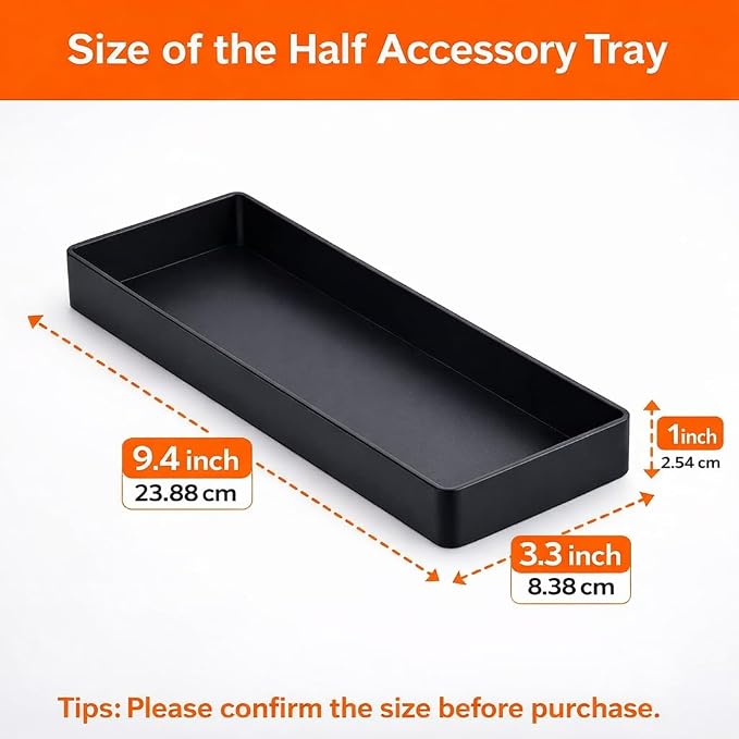 Amazon Basics Rectangular Plastic Desk Organizer, Half Accessory Tray - Image 3