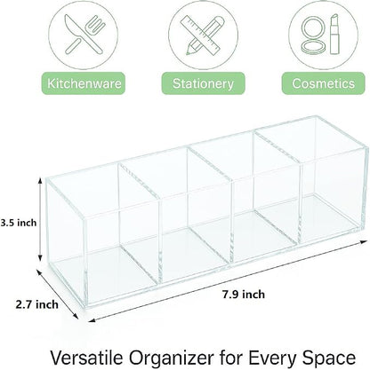Clear Acrylic 4-Compartment Organizer Box, Small – Handcrafted, Eco-Friendly - Image 2