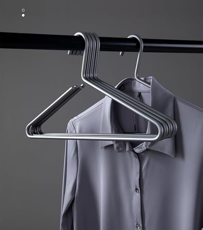 Premium Matte Titanium Gray Aluminum Coat Hangers 10 Piece Set, 16.5” Extra by WONQEXZ