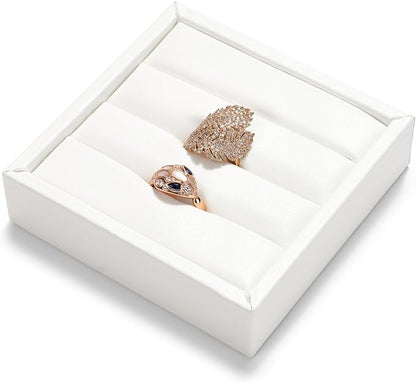 Oirlv 3 Slots PU Leather Small Ring Organizer Earrings Trays Showcase Display - Image 9
