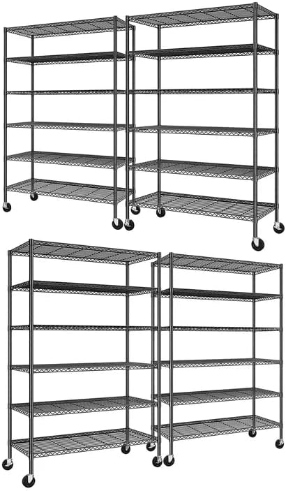 Romorgniz Storage Shelves with Wheels, 6 Tier Wire Shelving Adjustable Metal by Romorgniz
