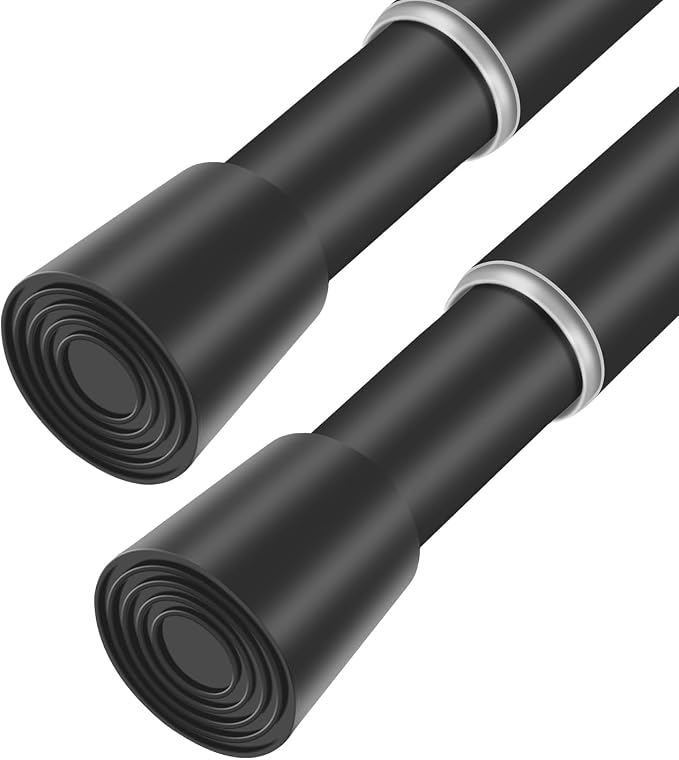 Black Adjustable Shower Curtain Rod 28-39 Inches 2 pc, 7/8" Diameter Anti-slip by Unknown