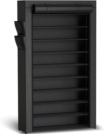 Kitsure 10-Tier Shoe Rack with Cover, Vertical Shelf, 33.6" Wide, Shoe Organizer by Kitsure