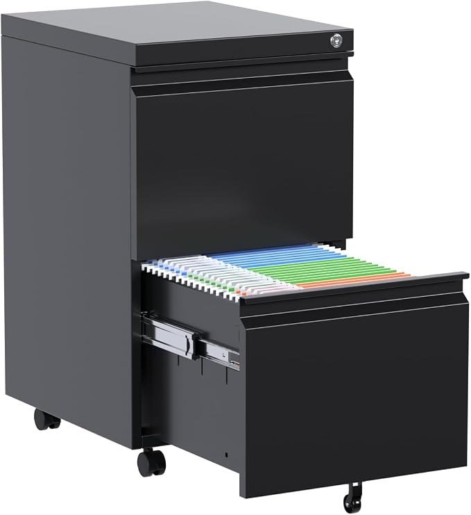 2-Drawer Rolling Metal File Cabinet - Image 6