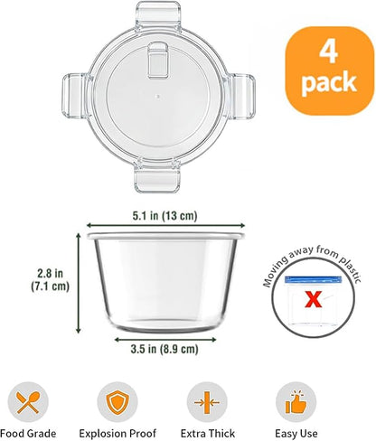 H.JSS WDJS 2 Cup Round Glass Food Storage Containers - Image 2