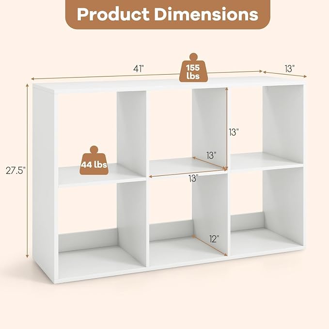 POWERSTONE 6 Cube Storage Organizer Set of 2, 3 Tier Cubby Bookshelf - Image 3