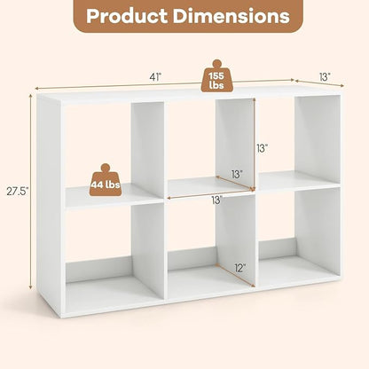 POWERSTONE 6 Cube Storage Organizer, 3 Tier Cubby Bookshelf Freestanding - Image 2