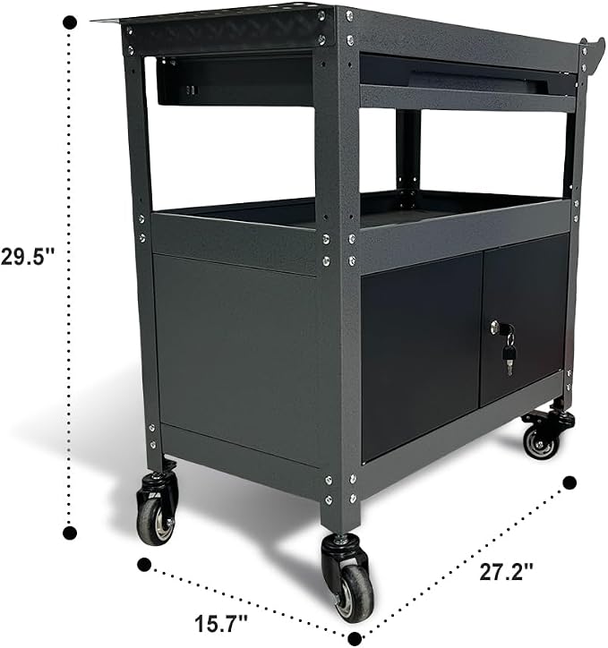 3 Tier Steel Rolling Cart for Tool Organizer, Industrial Grade Utility Service - Image 2