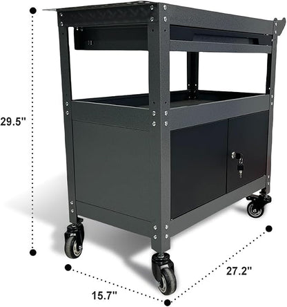 3 Tier Steel Rolling Cart for Tool Organizer, Industrial Grade Utility Service - Image 2