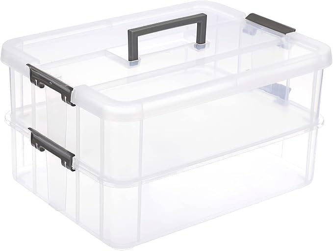 JUXYES 2-Tiers Stack Carry Storage Box by JUXYES