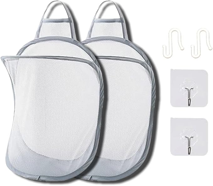 Mesh Collapsible Small Wall Laundry Baskets，Hanging Laundry Hamper，for Hotel by HHSSALIN
