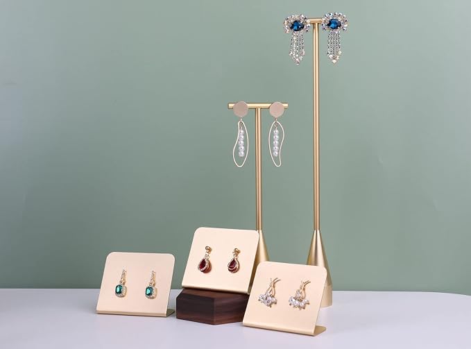 GemeShou 2pcs Gold earring display T bar stand, Big jewelry earring holders - Image 5