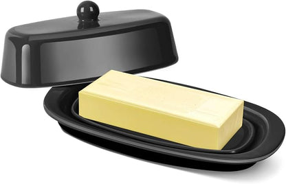 Flexzion Ceramic Black European Butter Dish by Flexzion