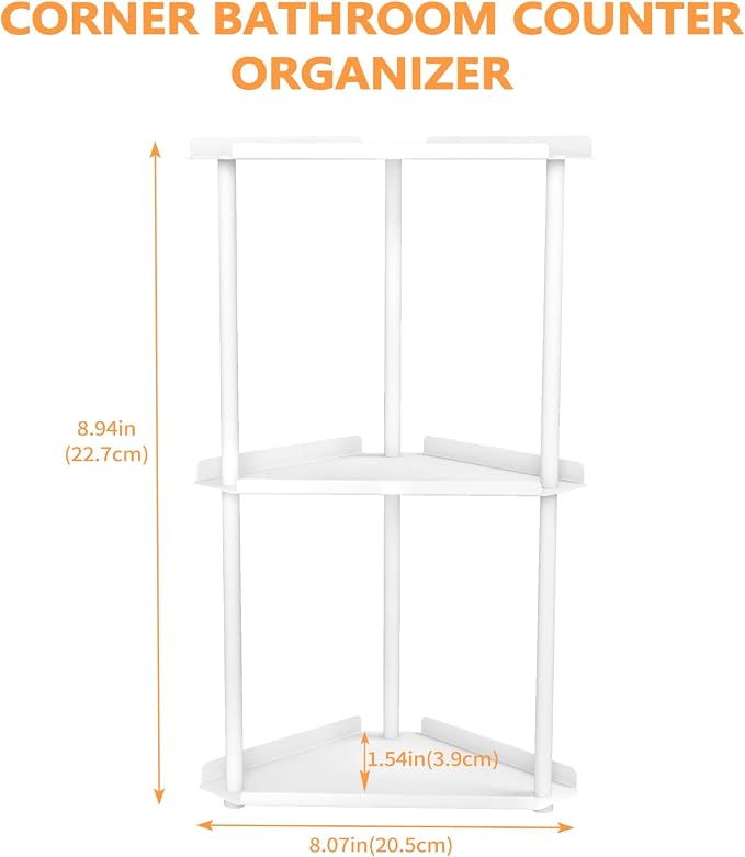 FLE Corner Bathroom Counter Organizer, Bathroom Organizer Countertop White | 3 - Image 2