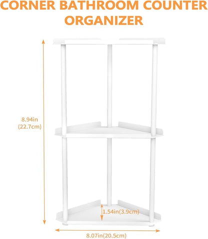 FLE Corner Bathroom Counter Organizer, Bathroom Organizer Countertop White | 3 - Image 2