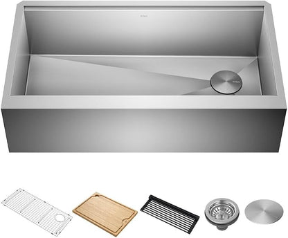 KRAUS Kore 36-Inch Modern Farmhouse Workstation 16 Gauge Single Bowl Stainless by KRAUS