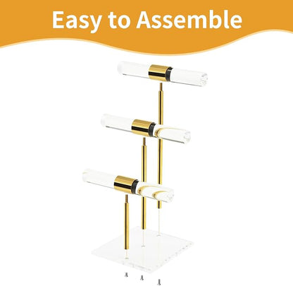 T-Bar Tangle-free Necklace and Jewelry Display Stands, 3-Tier Acrylic Bracelet - Image 7