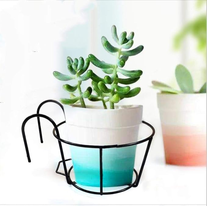 4 Pack Hanging Railing Planters Flower Pot Holders Plant Iron Racks Fence Metal - Image 7