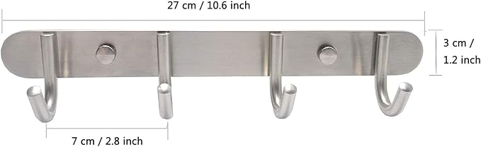Towel Hook Rack Brushed Nickel - Image 2