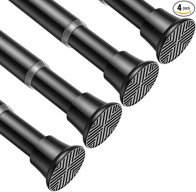 4Pcs Spring Tension Curtain Rod, No drilling Spring loaded Curtian rod by ZipGloTensionRod