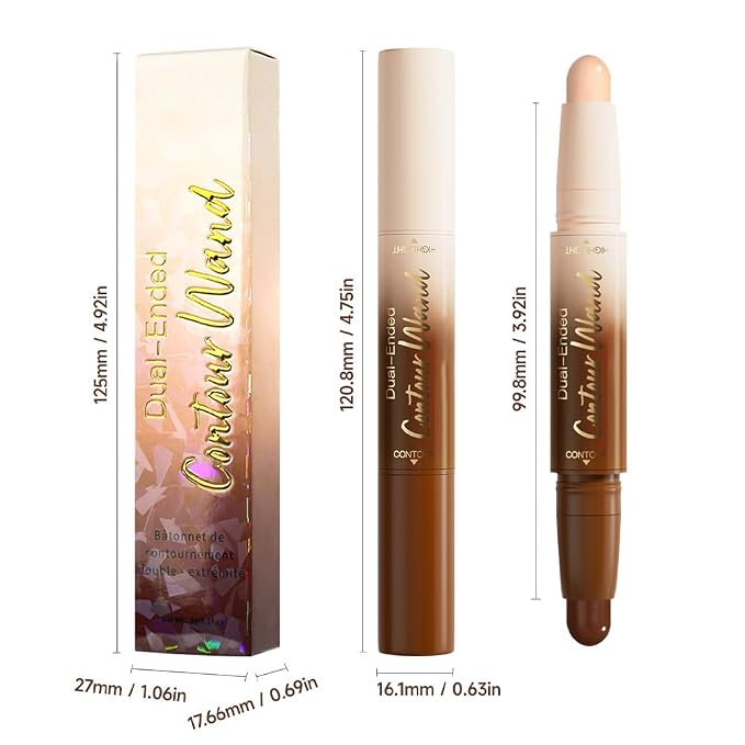 2Pcs Cream Contour Stick Face Body Makeup Dual Ended, Nude Light Beige & Nude - Image 7