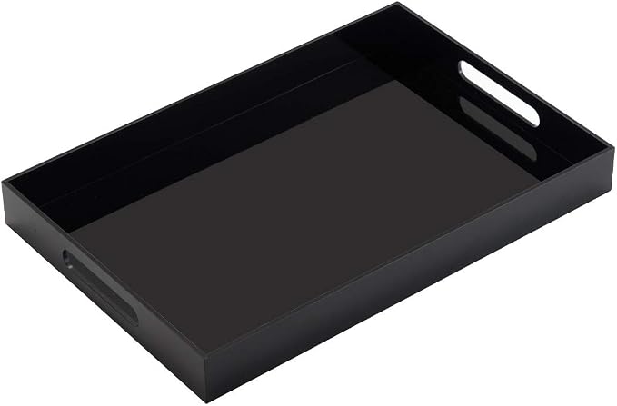 Glossy Black Sturdy Acrylic Serving Tray by KEVLANG