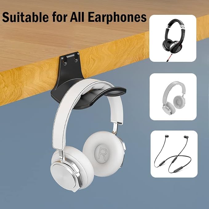2-Pack Headphone Stand Hanger Wall Hooks, Save Space Headset Stand Holder - Image 5
