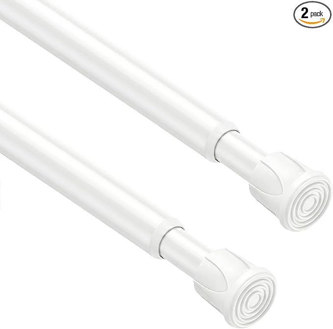 Spring Tension Curtain Rod 28-48'' 2Pcs White Adjustable Tension Rod | 5/8'' by ZipGloTensionRod