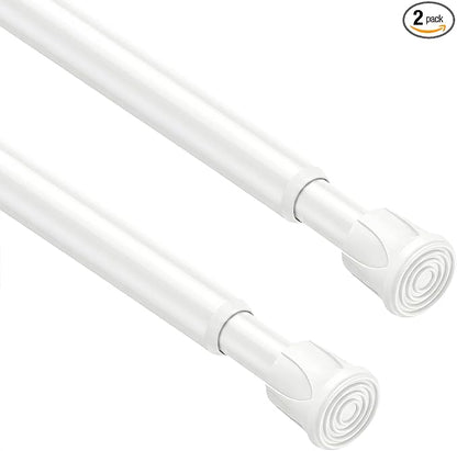 Spring Tension Curtain Rod 28-48'' 2Pcs White Adjustable Tension Rod | 5/8'' by ZipGloTensionRod