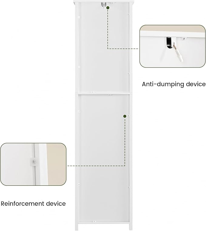 Iwell Tall Bathroom Cabinet, Slim Narrow Bathroom Storage Cabinet - Image 8