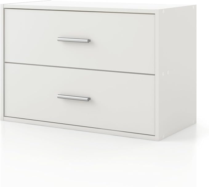 Homes: Inside + Out Apexa 2-Drawer Wooden Stackable Storage Drawers, Small Food by HOMESInsideOut