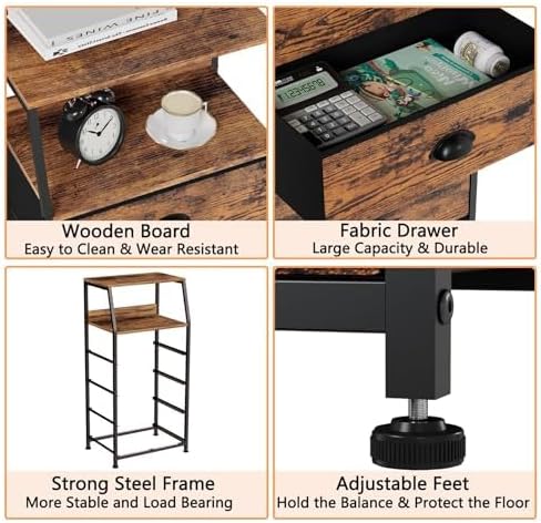 Furnulem Tall Night Stand, Bedside Table - Image 6