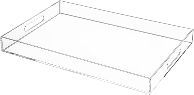 Clear Rectangular 14x20 Inches Acrylic Ottoman Tray Decorative Serving Tray by Unknown