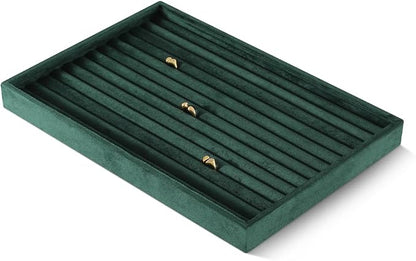 Velvet Ring Display Tray, Stackable Muilt Slot Rings Ear Stud Storage Tray - Image 3