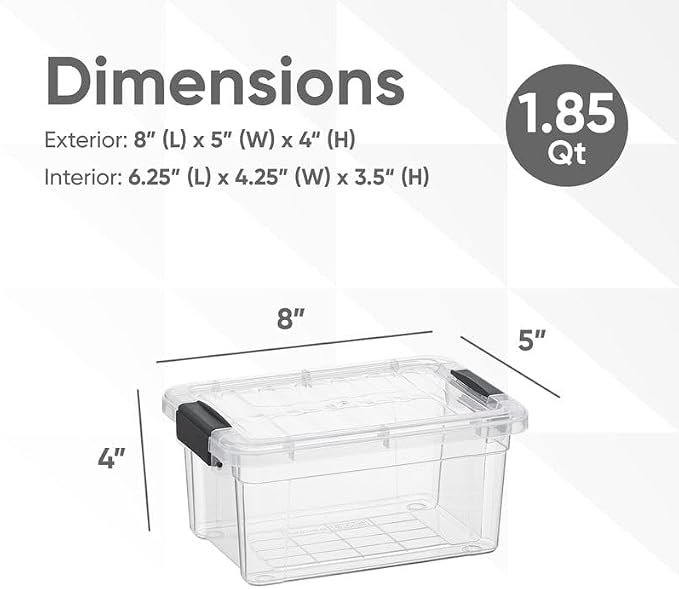 Superio Clear Storage Box with Lid, 1.85 Quart Plastic Container Bins - Image 2