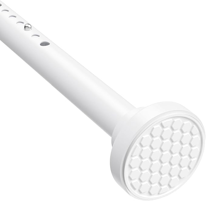 MEXAU White Shower Curtain Rod 40-113 Inch Adjustable 1.26 Inch Diameter by MEXAUSPRINGCURTAINRODS