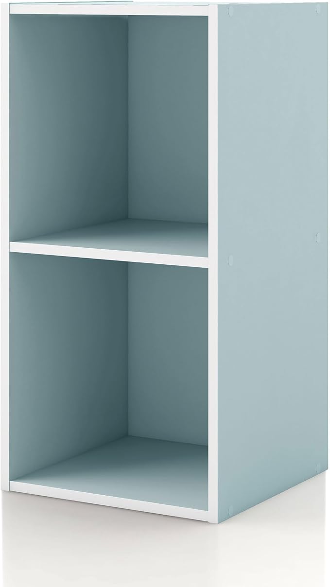 Homes: Inside + Out Apexa 2-Cube Storage Organizer Shelves, Stackable Wood by HOMESInsideOut
