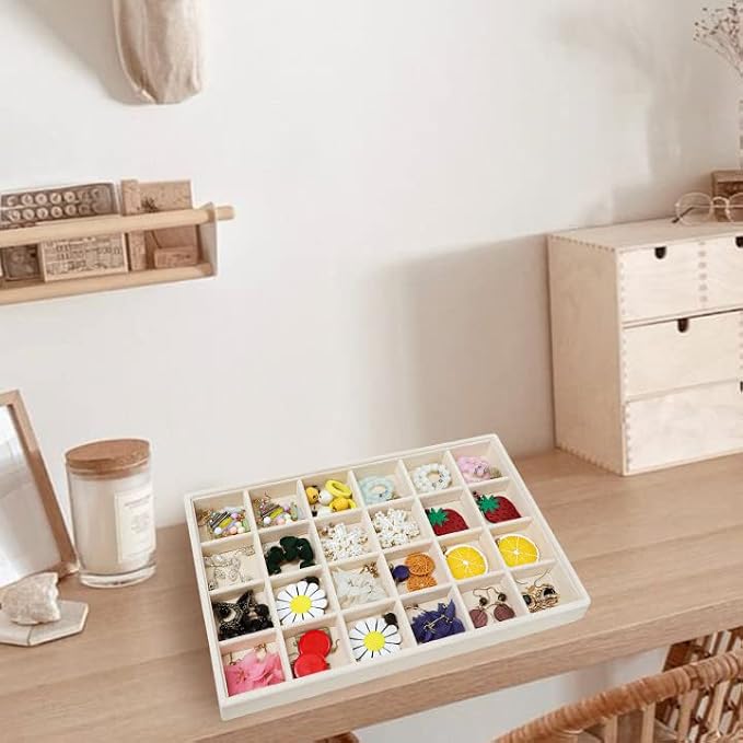 Stratalife 24 Grid Jewelry Organizer Tray, Stackable Drawer Earring Organizer - Image 6