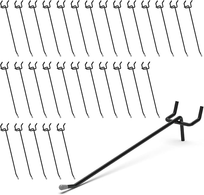 HUHOLE Pegboard Hooks 6 Inch 50PC, Fit 1/4" or 1/8" Pegboard, Ideal Peg Board by HUHOLE