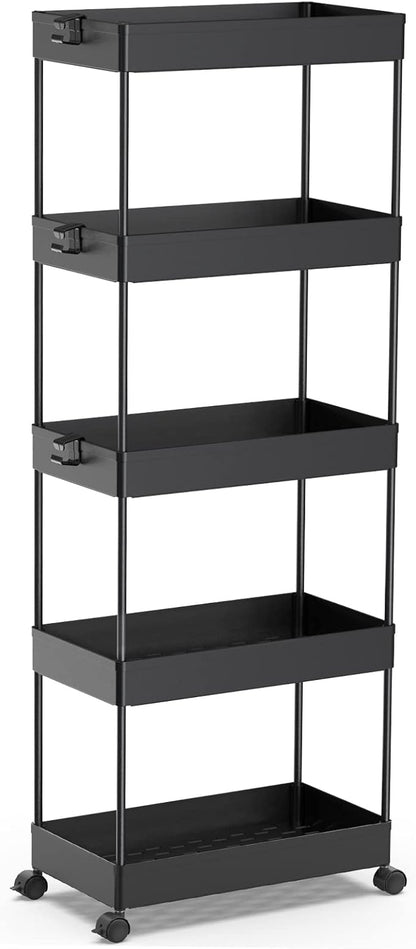 SPACEKEEPER 5-Tier Rolling Cart, Bathroom Storage Organizer Utility Cart by SPACEKEEPER