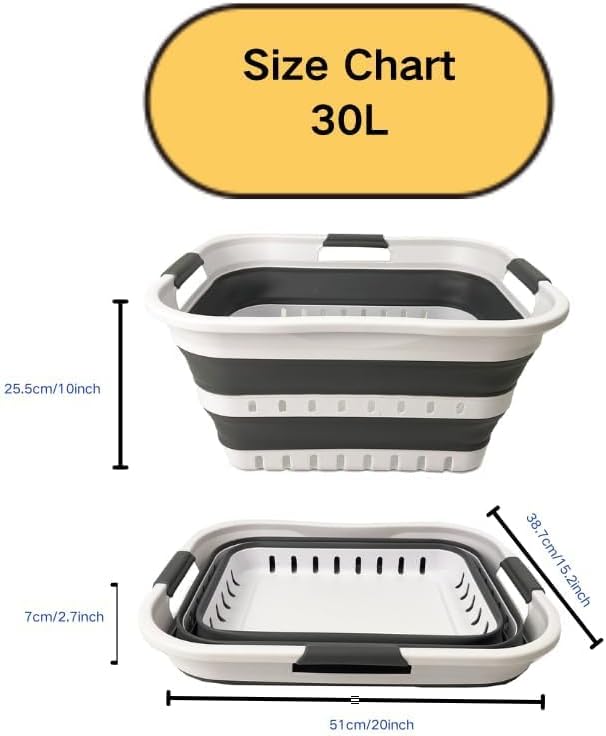 SAMMART Collapsible Plastic Rectangular Laundry Basket - Image 6