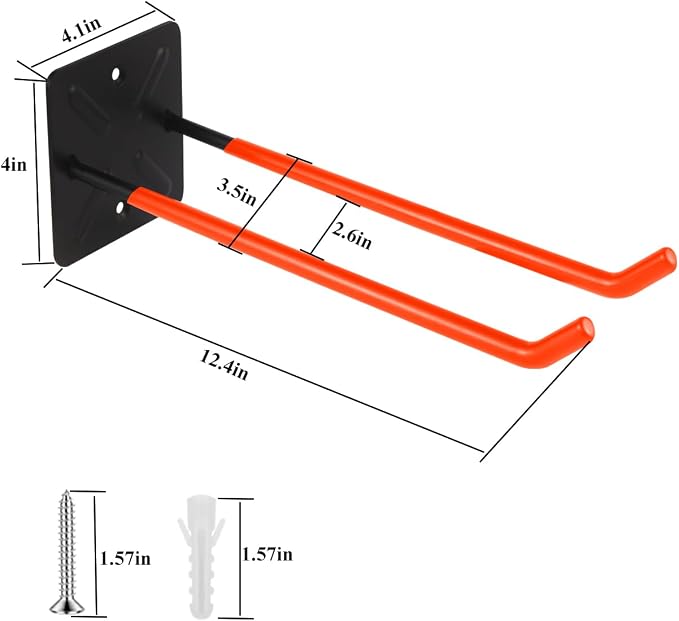 Steel Garage Storage Hooks Wall Tool Organizer, 12.4 Inch Garage Hook Heavy - Image 2