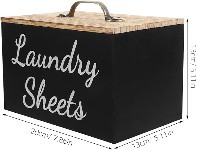 PRETYZOOM Wood Laundry Dryer Sheet Holder Organizer Large Capacity Storage Box - Image 5