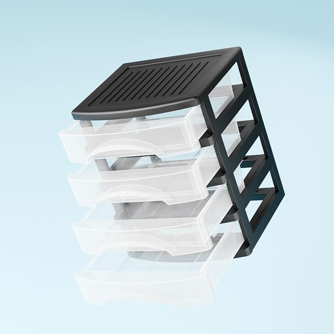 BYCY 4-Drawer Clear Stacking Desktop Organizer - Image 4