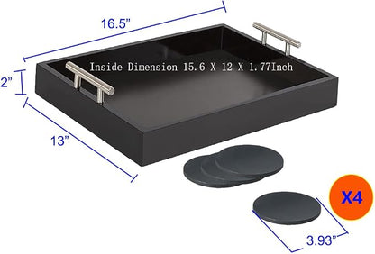Serving Tray 16.5“X 13“Deluxe Wooden Ottoman Tray - Image 4