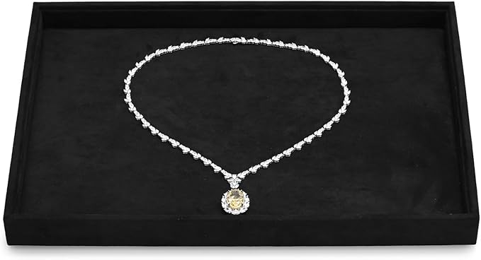 Black Microfiber Jewelry Display Flat Tray Ring Necklace Watch Organizer by Woodten