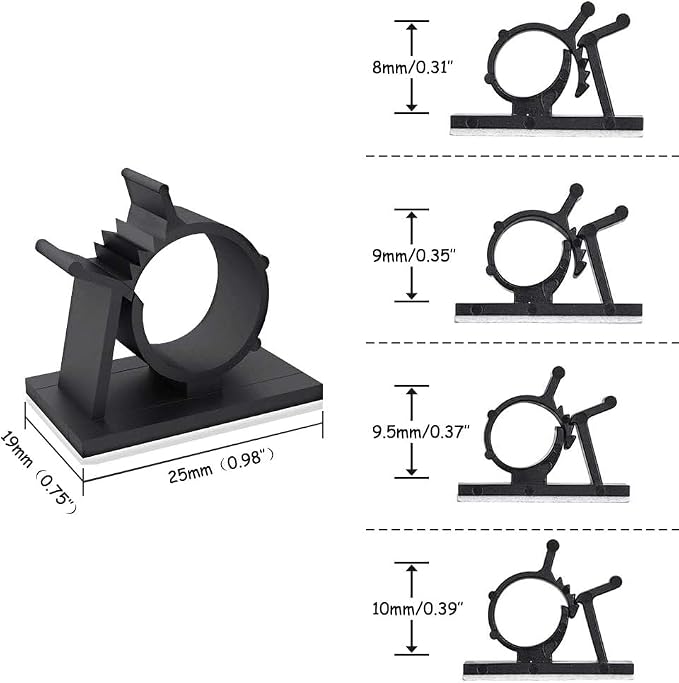 Viaky 30 Pcs Black Clips Self Adhesive Backed Nylon Wire Adjustable Cable Clips - Image 3