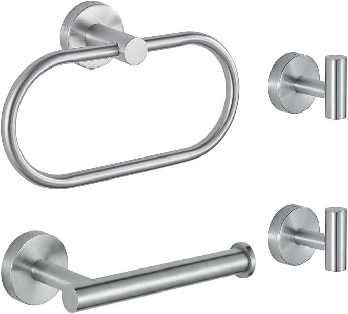 Bathroom Hardware Set Includes Towel Ring, Toilet Paper Holder and 2 Towel Hooks by Eolax